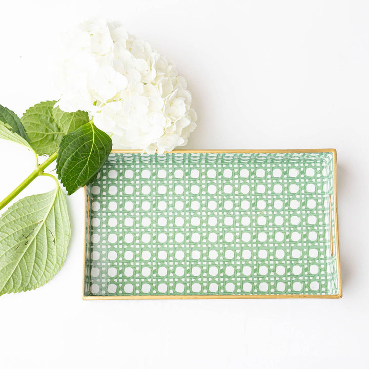 Green Cane Vanity Tray-Trays-LNH Edit