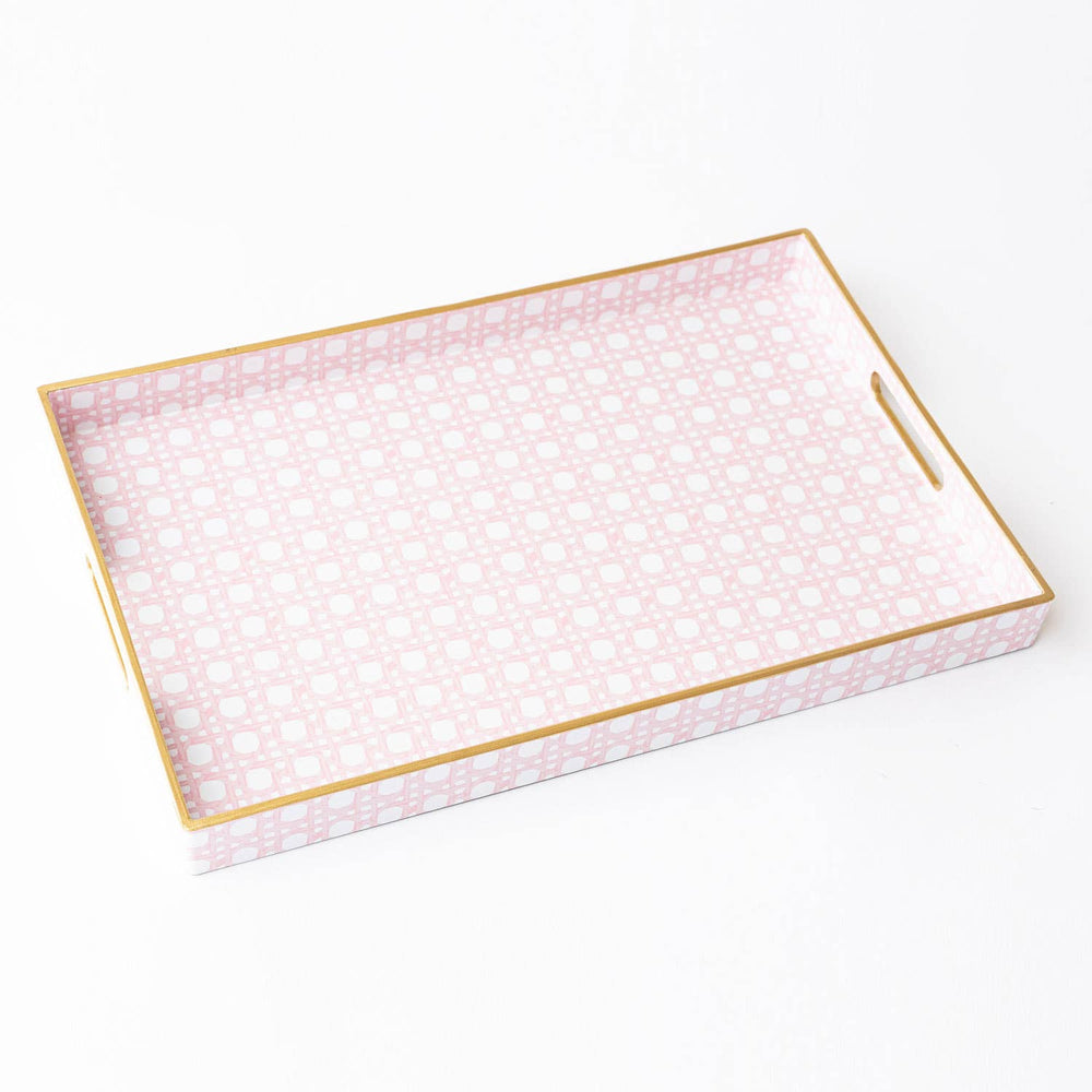 Pink Cane Rectangular Tray-Trays-LNH Edit