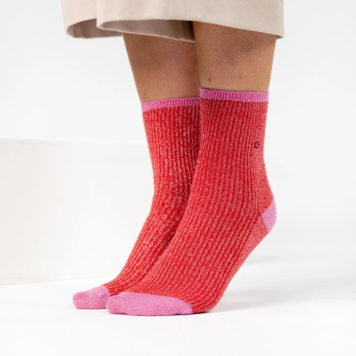Vintage Glitter Socks - Red-Socks-LNH Edit