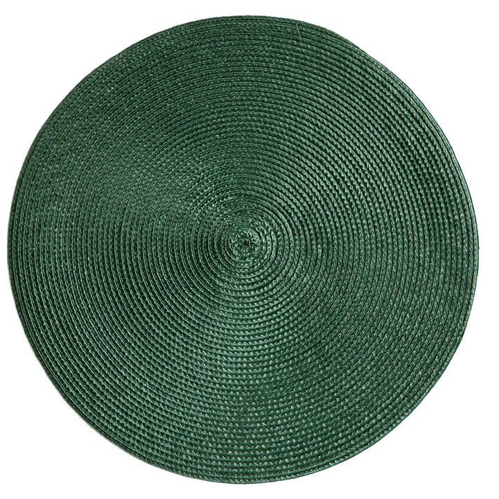 Round Braided Charger Placemat Dark Green Set of 4