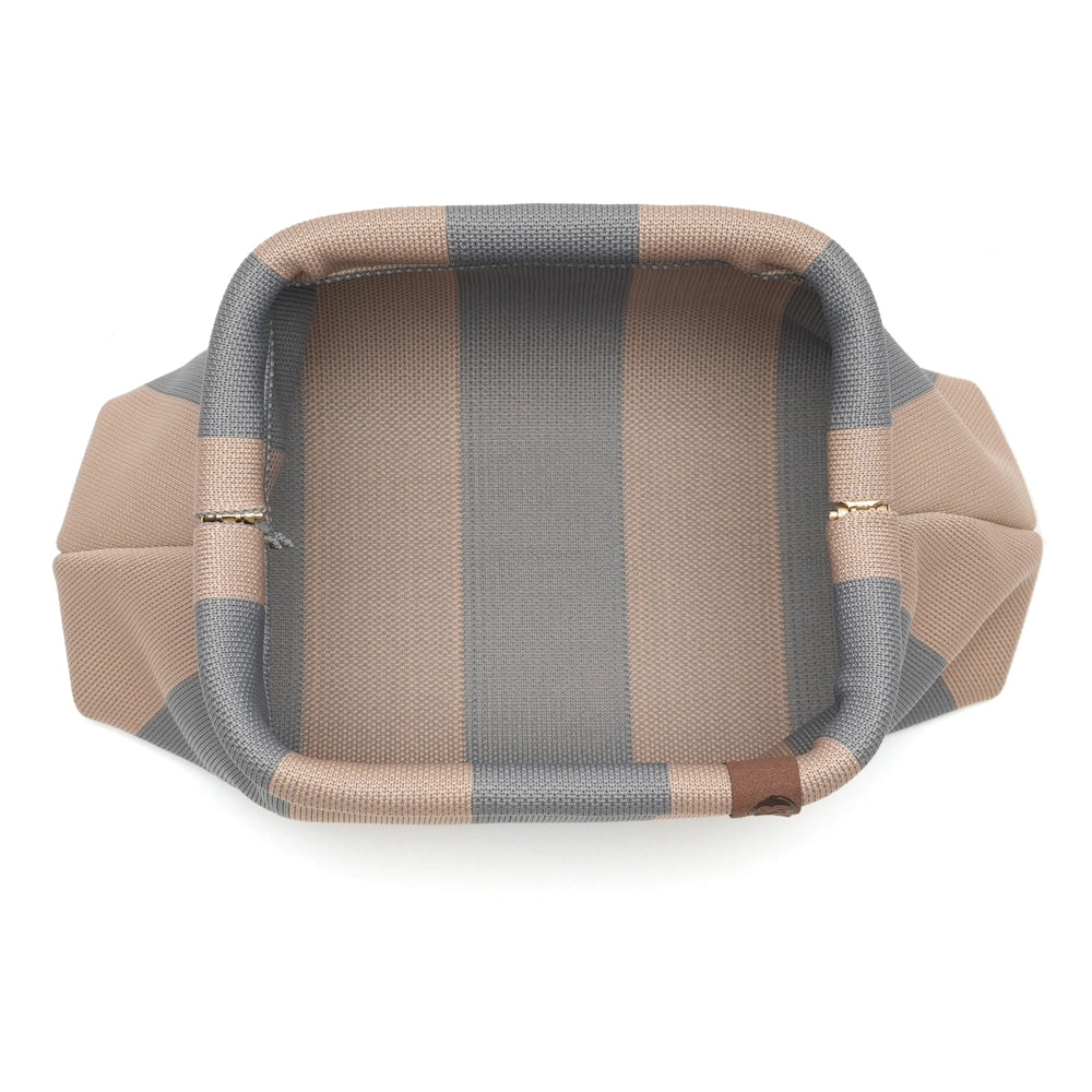 BEIGE &amp; GREY Stripe Clutch Bag