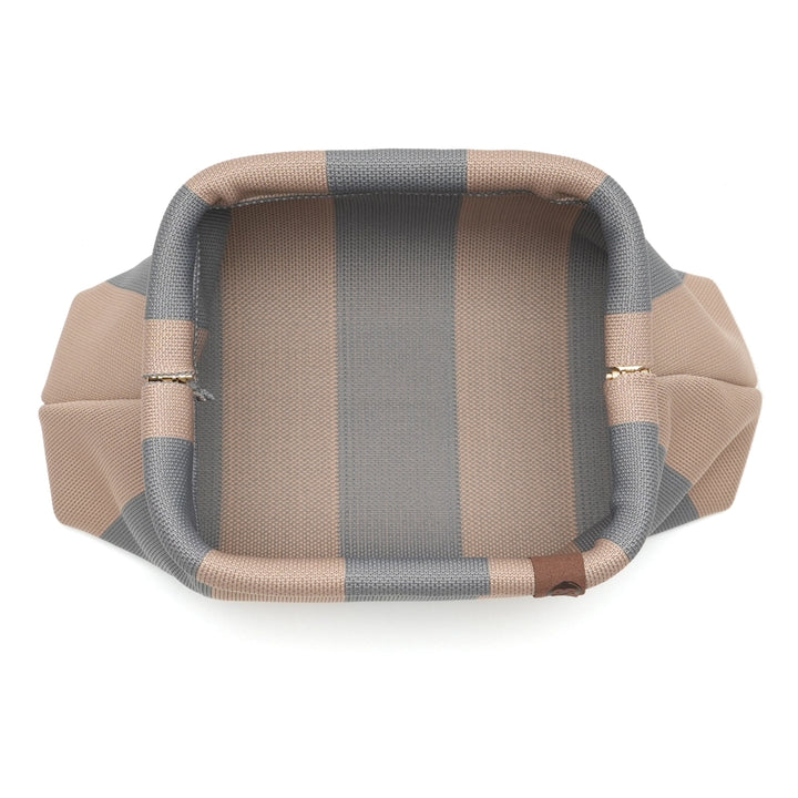 BEIGE &amp; GREY Stripe Clutch Bag