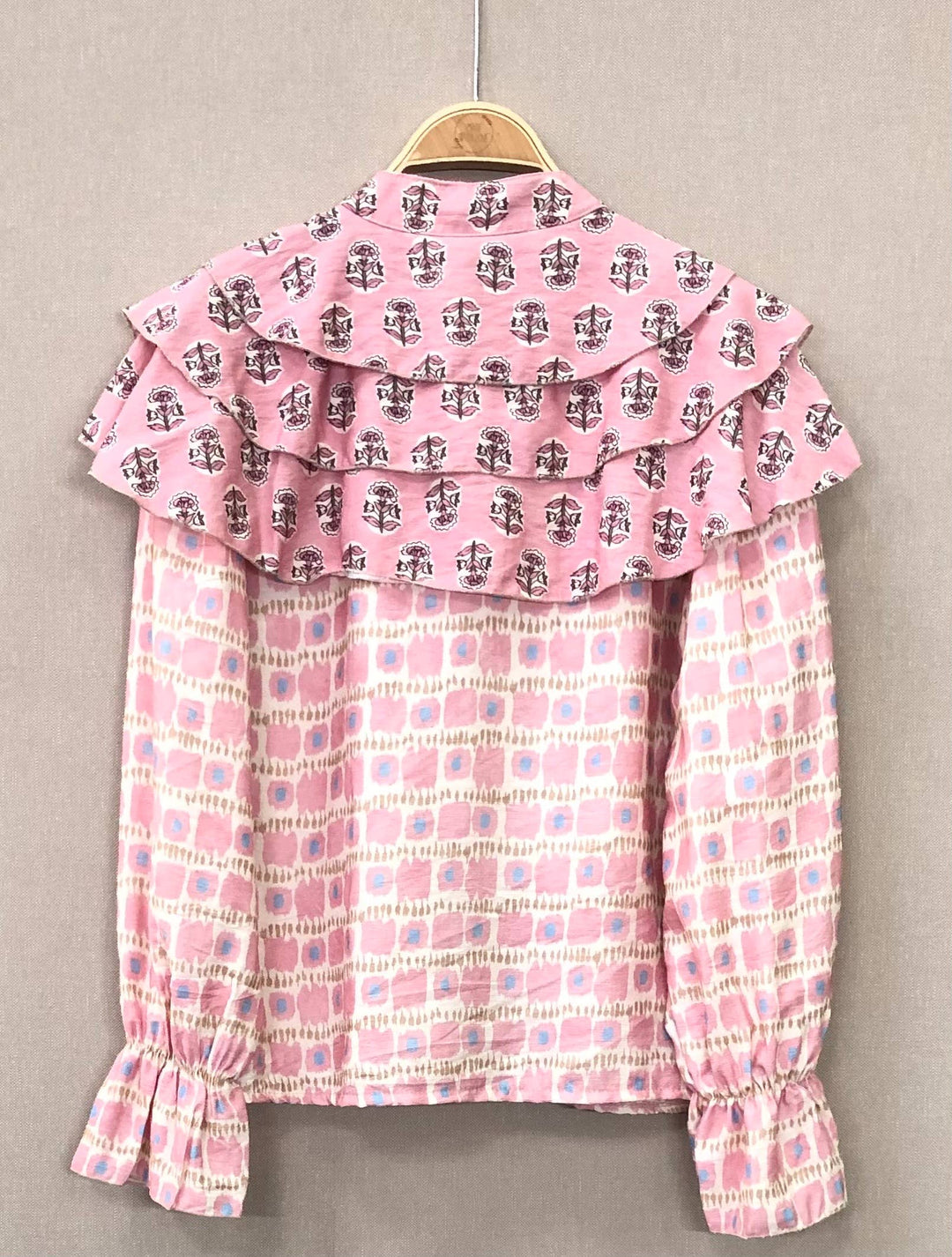 Pink Frill Printed Blouse