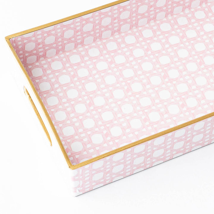 Pink Cane Vanity Tray-Trays-LNH Edit