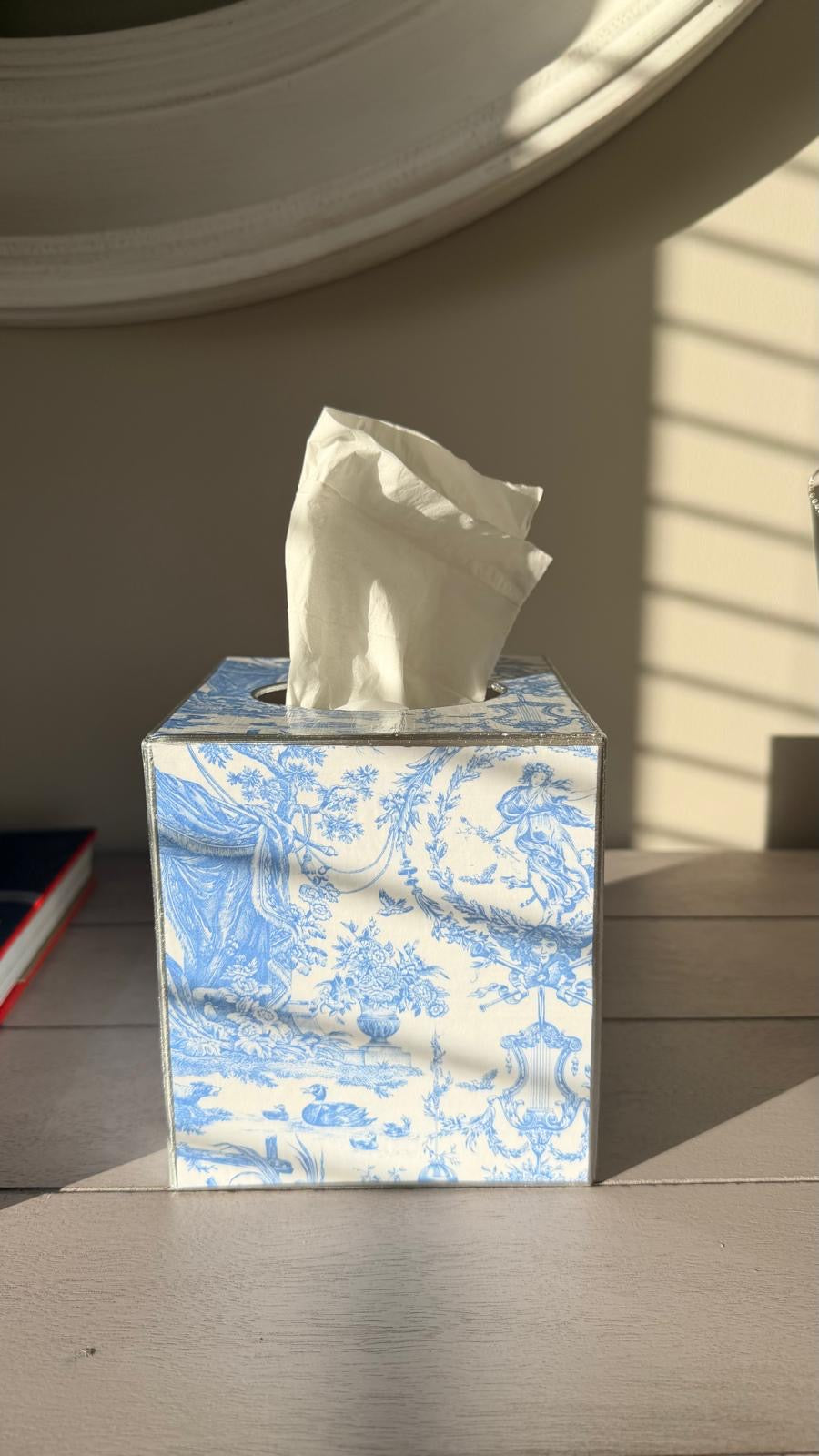 Blue Italian Toile Print Tissue Box Cover-Tissue Boxes-LNH Edit