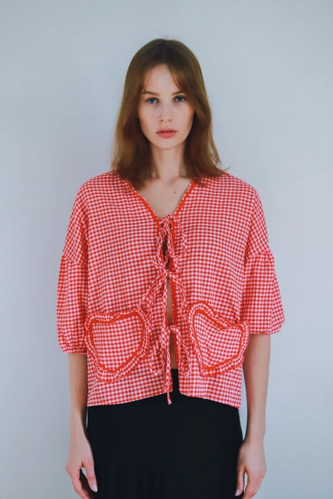 Gingham Love top red