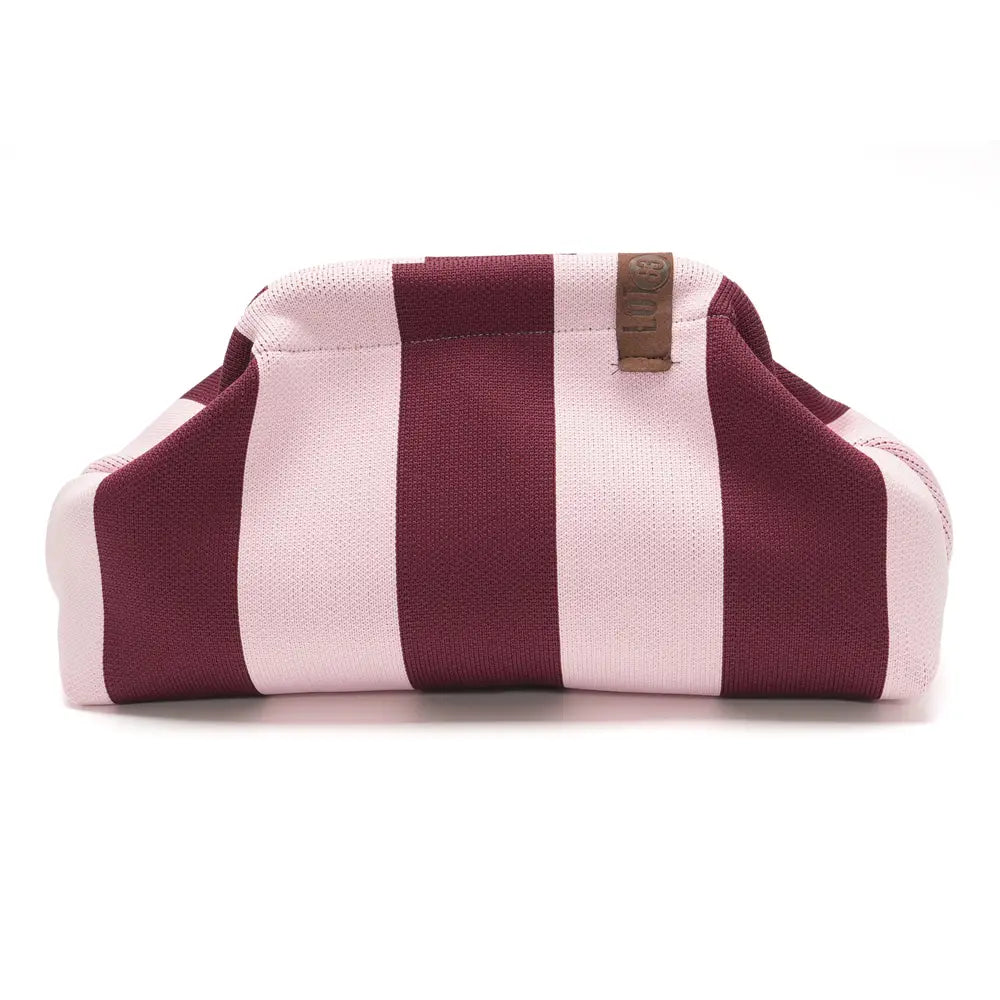 BURGUNDY &amp; PALE PINK Stripe Clutch Bag