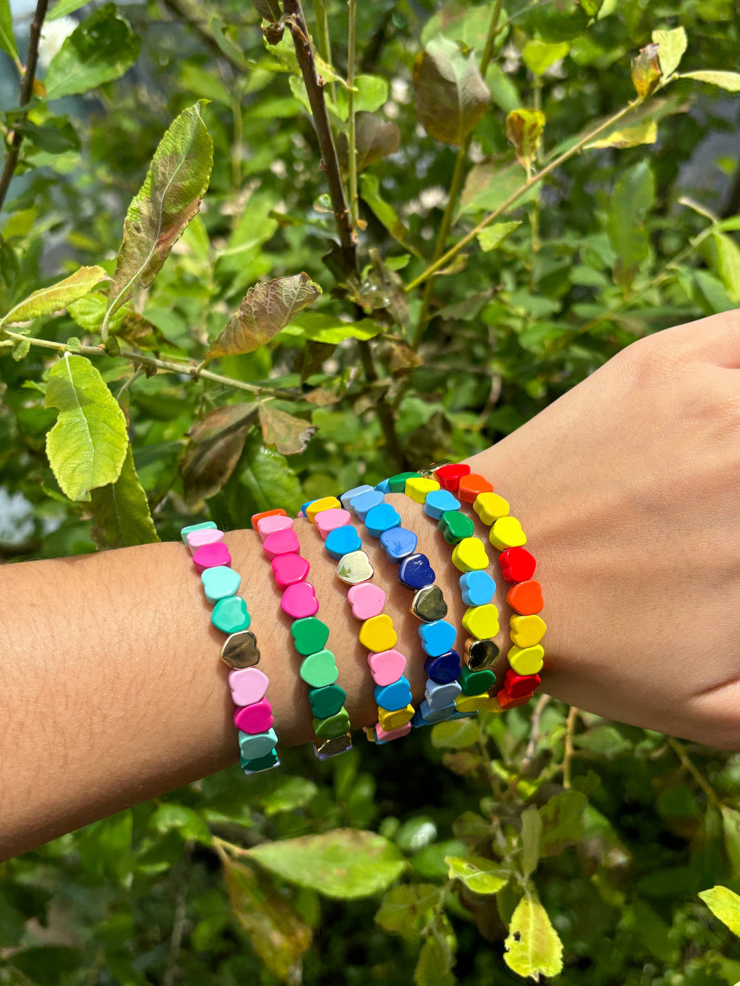 Multicolored Heart Tile Bracelet