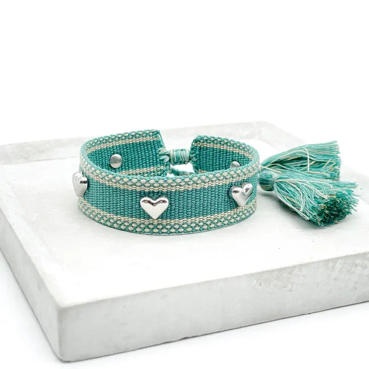 Hearts Green  Woven Bracelet-Bracelets-LNH Edit