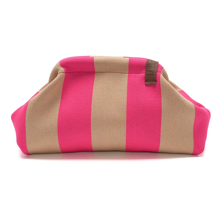 PINK &amp; BEIGE Stripe Clutch Bag