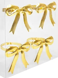 Gold Bow Napkin Rings - Set of 4