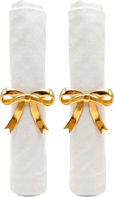 Gold Bow Napkin Rings - Set of 4