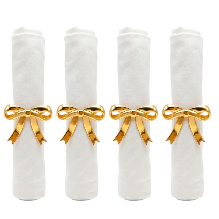 Gold Bow Napkin Rings - Set of 4