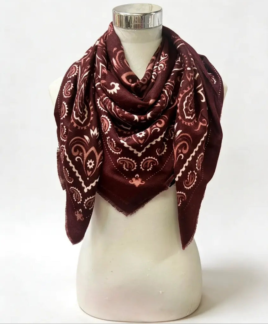 Pre order Large Burgundy bandana print Scarf