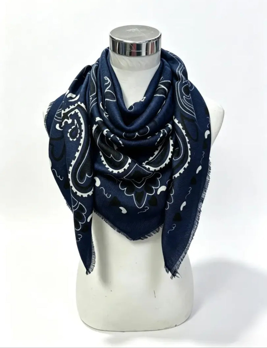 Pre order Large Navy/ Black bandana print Scarf-scarf-LNH Edit