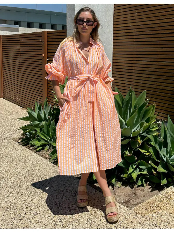 PRE ORDER Orange Stripe Summer Dress