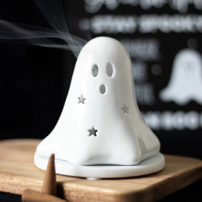 Ceramic Ghost Tealight and Incense  Holder