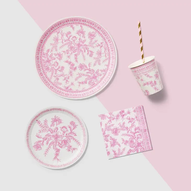 Pink Toile Paper Cups, Pack of 10