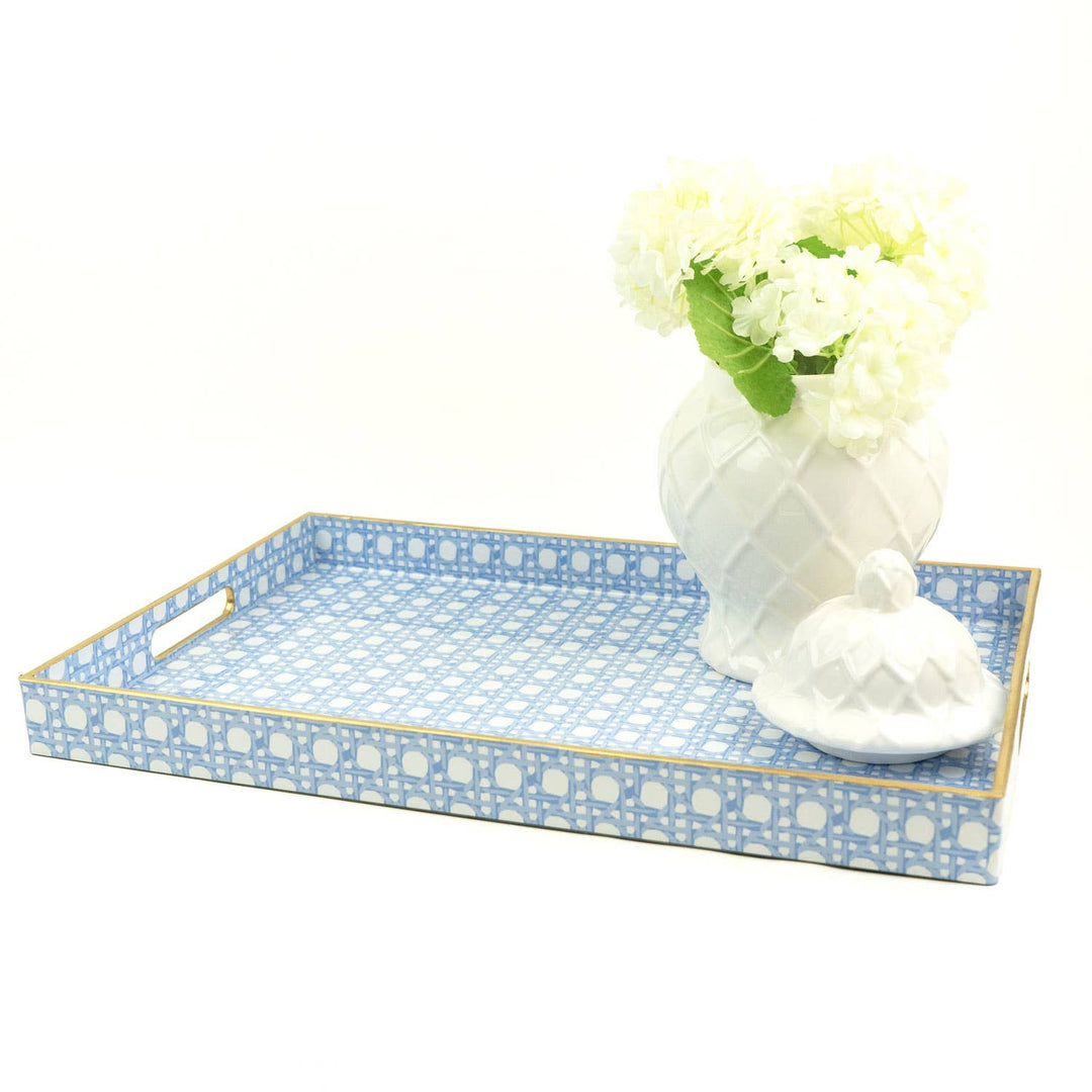 Blue Cane Rectangular Tray