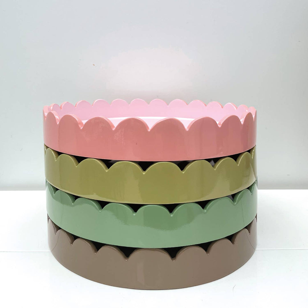 Pink round wavy tray