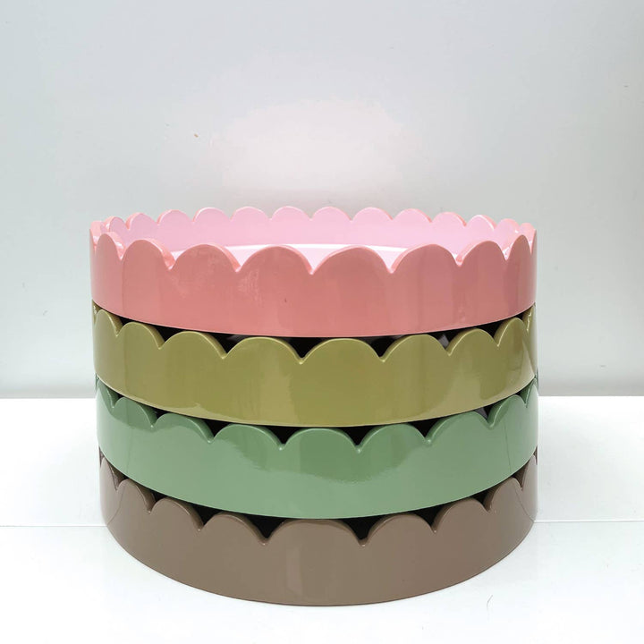 Pink round wavy tray
