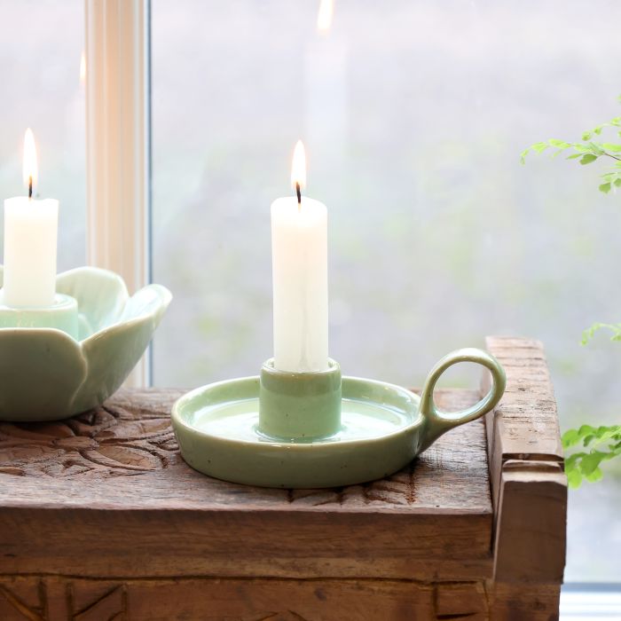 Massy Green Canldestick Holder