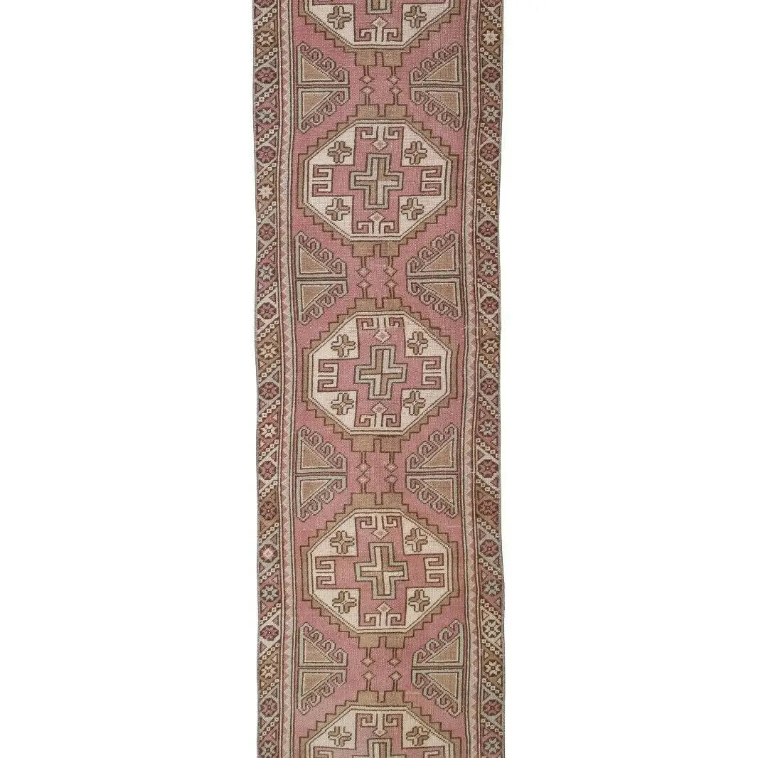 1970s Hand Knotted Vintage Turkish Anatolian Oushak Runner