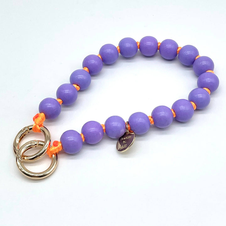 Purple on Orange Wood Phone/ Bag charm