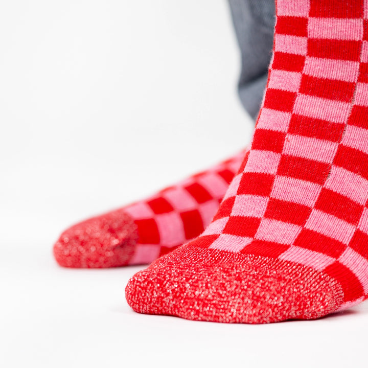 Plaid Socks - Red and Pink-Socks-LNH Edit