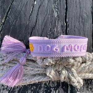 Dog Mom Woven Bracelet- Statement Purple