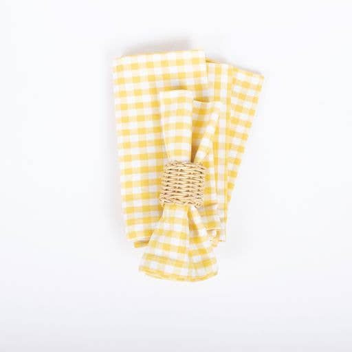 Yellow Gingham Napkins, Set of 4