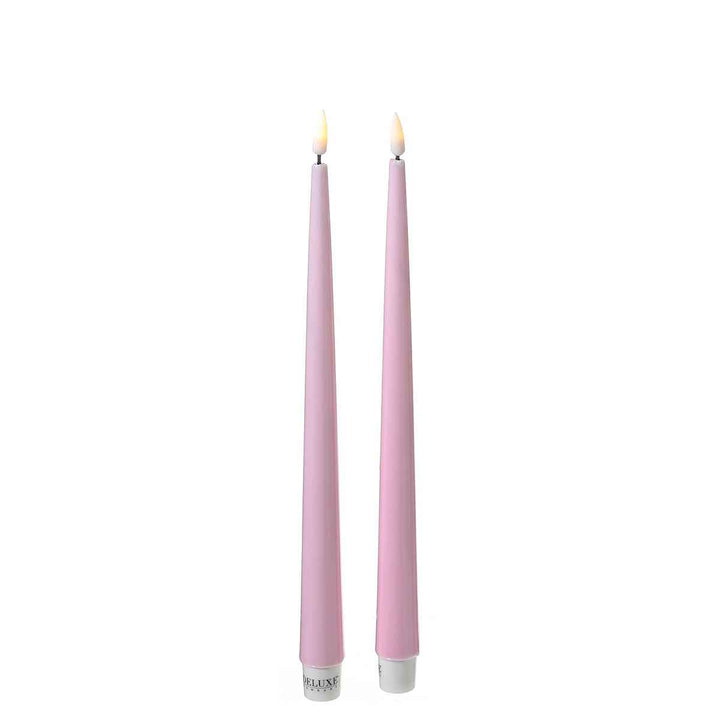 Rose Pink LED Dinner Candle, 38 cm, Set of 2