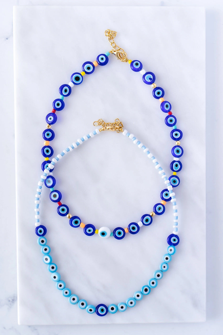 Baby Blue/ White Evil Eye Necklace