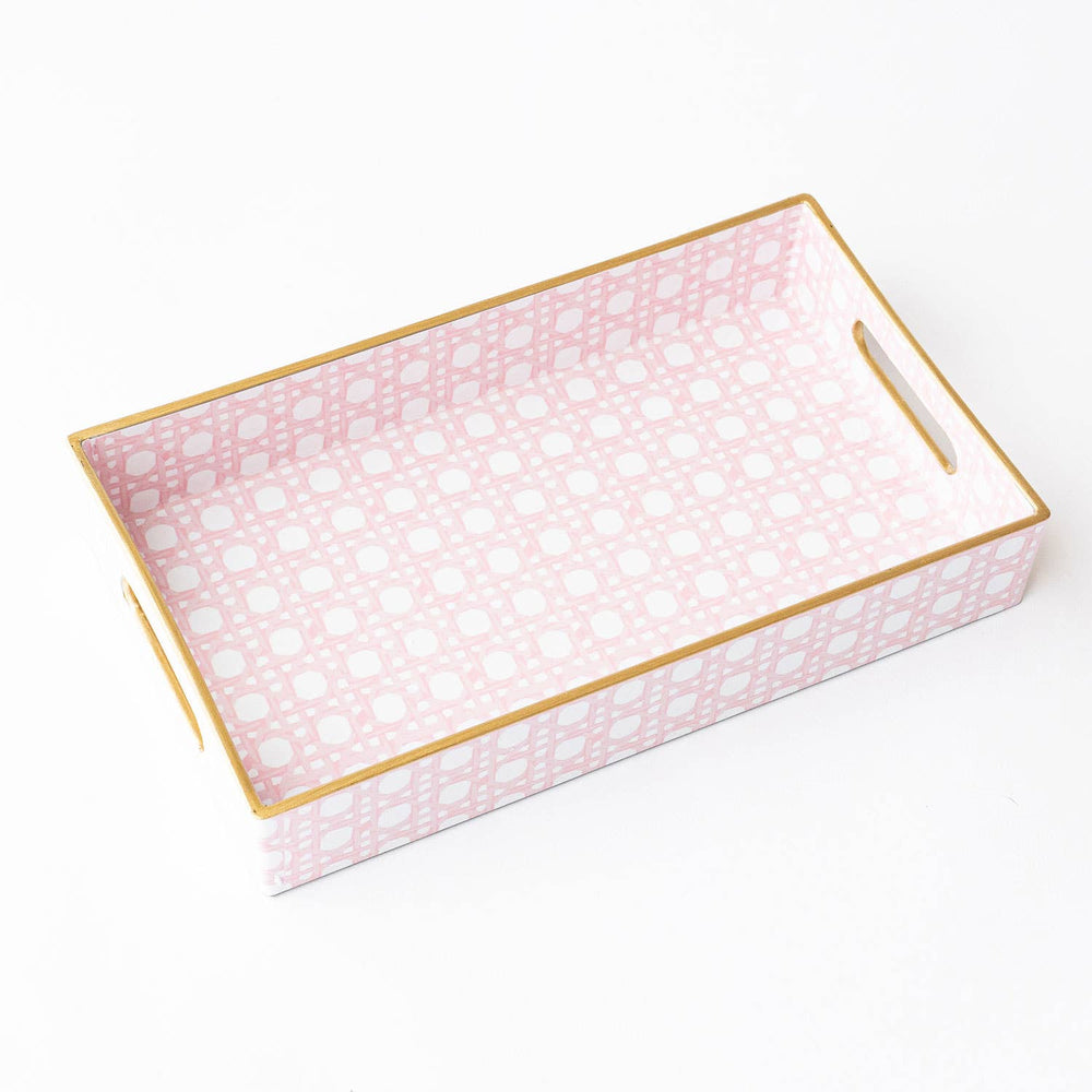 Pink Cane Vanity Tray-Trays-LNH Edit