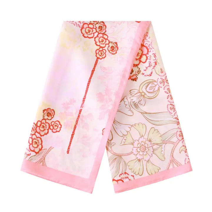 Silk-touch Pink floral scarf