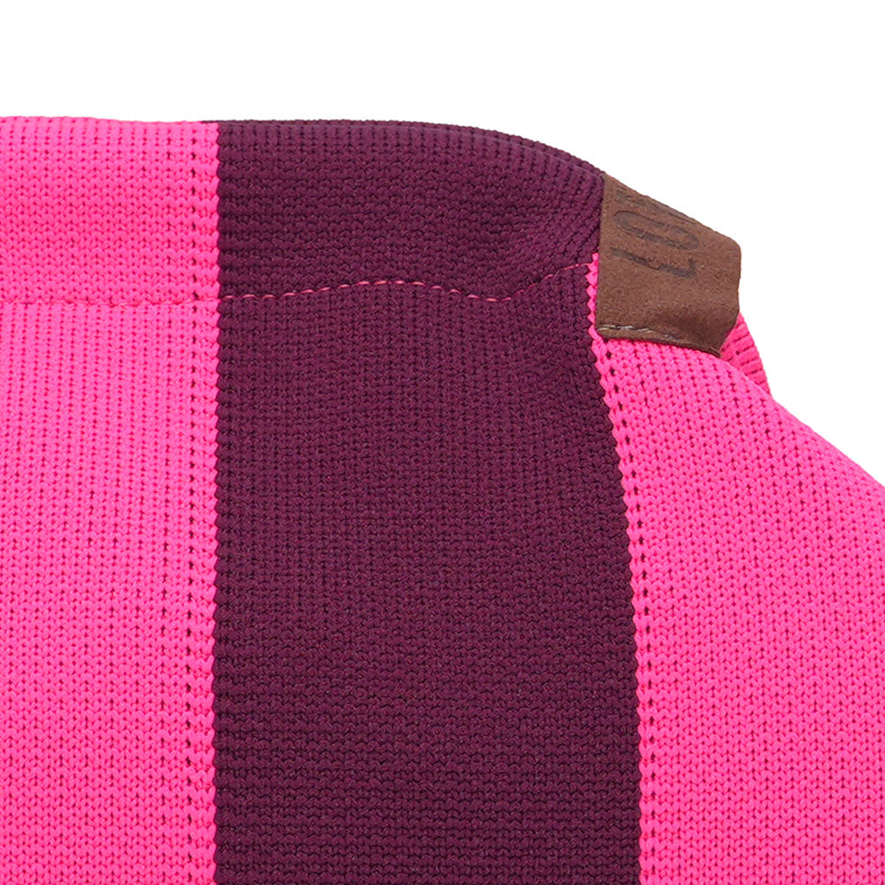 NEON PINK &amp; BURGUNDY Stripe Clutch Bag