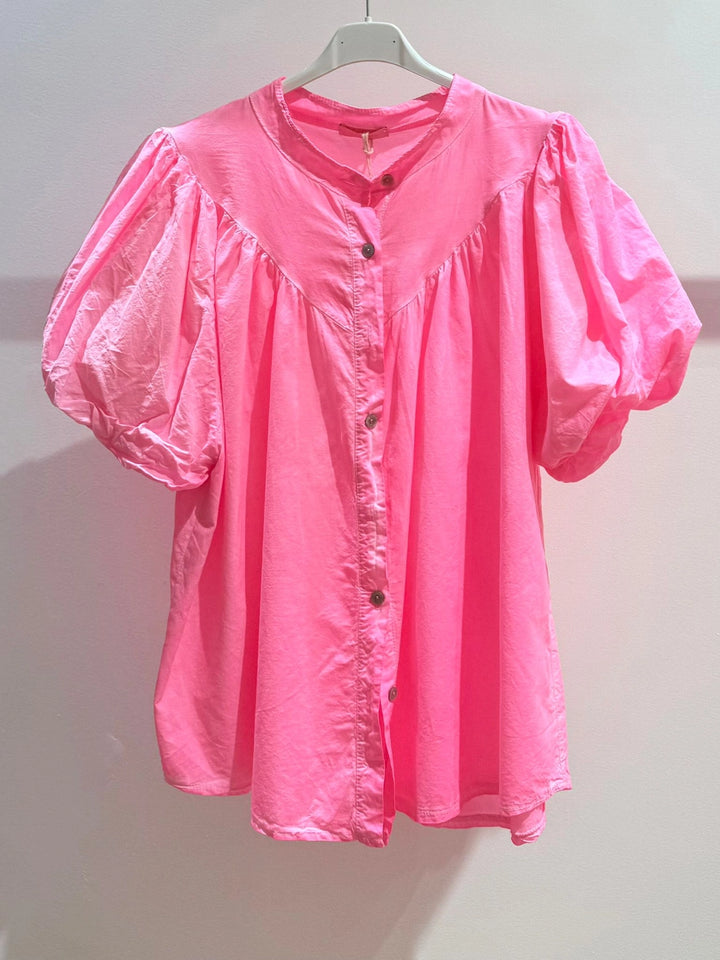 Neon Pink Cotton Blouse