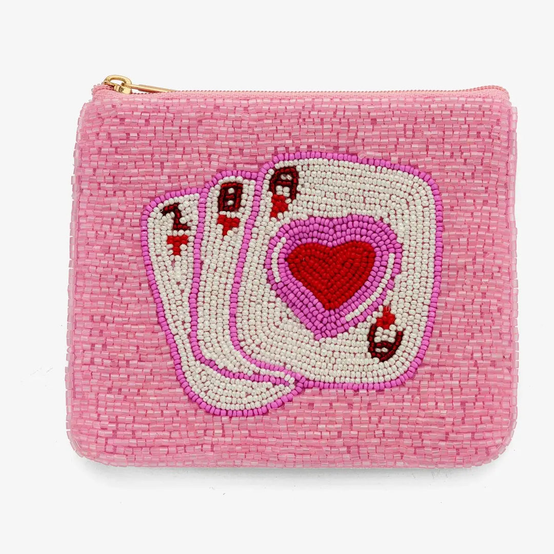 Playing Cards Beaded Pouch