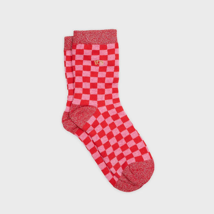 Plaid Socks - Red and Pink-Socks-LNH Edit