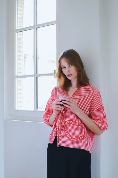 Gingham Love top red