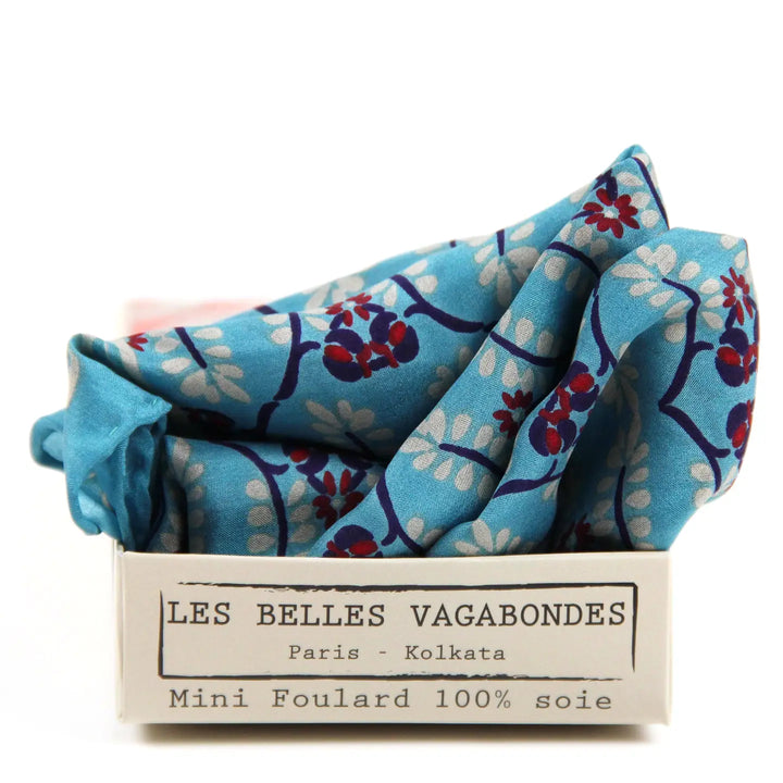 Silk Mini Albertine Turquoise scarf