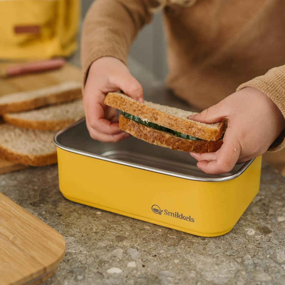 Stainless steel lunchbox with bamboo lid: Yellow--LNH Edit