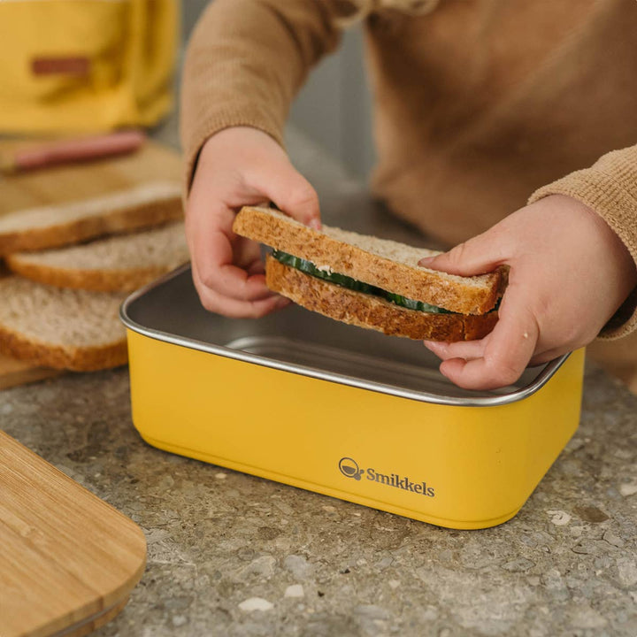 Stainless steel lunchbox with bamboo lid: Yellow--LNH Edit
