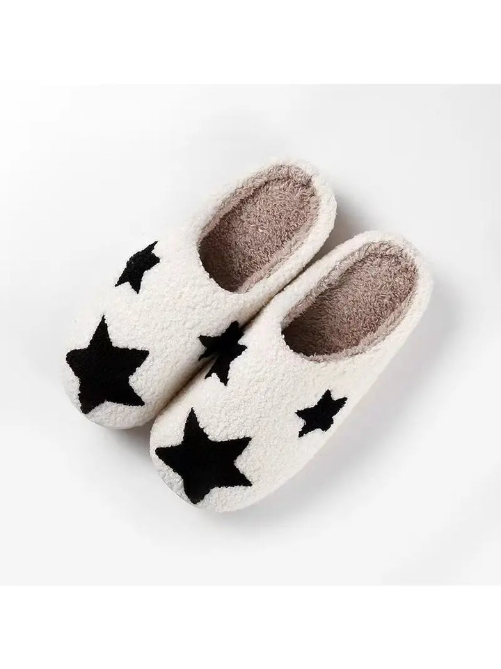 Black & White Star Fluffy Slipper