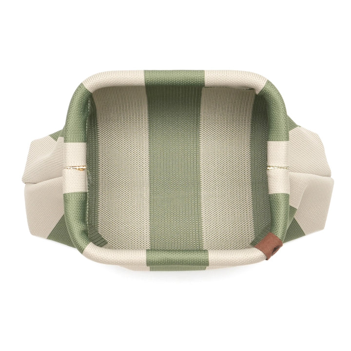 CREAM &amp; GREEN Stripe Clutch Bag