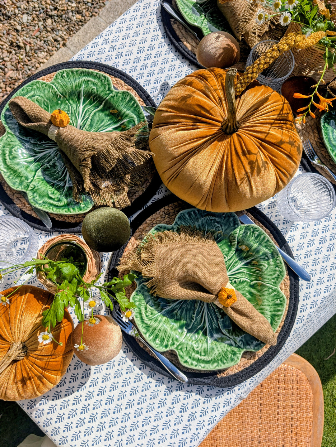 Decorative Velvet Pumpkin Orange 28cm