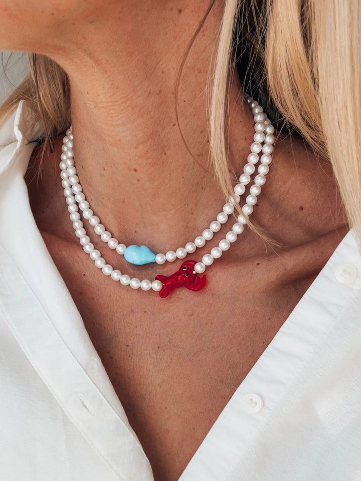 Shell Pearl Choker Necklaces with Lobster