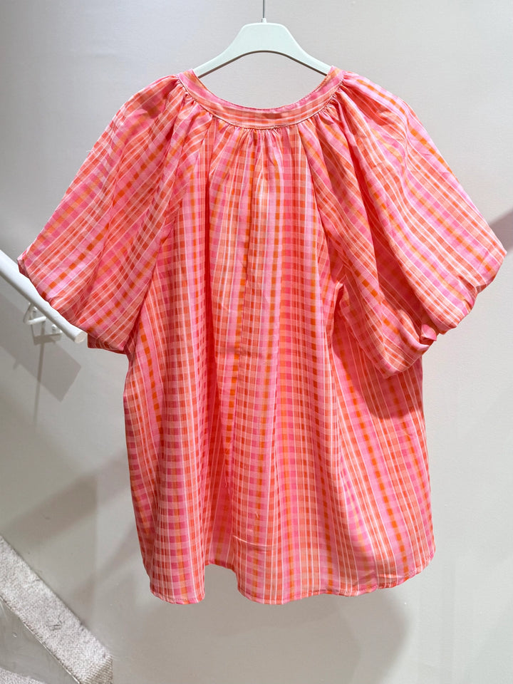 Printed Coral Cotton Blouse