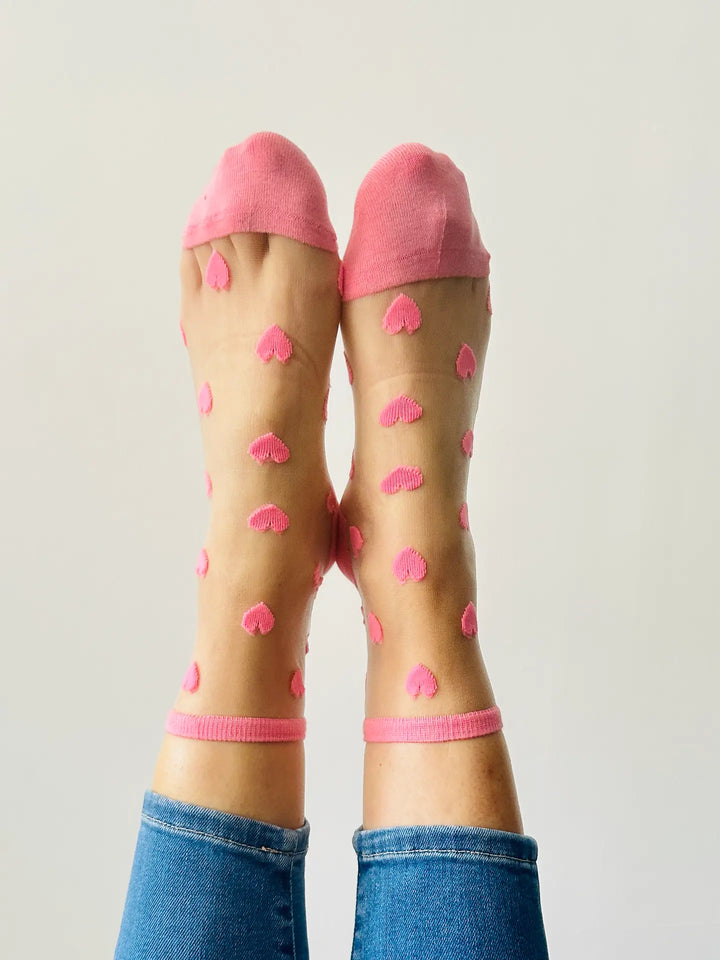 Pale Pink Heart Socks