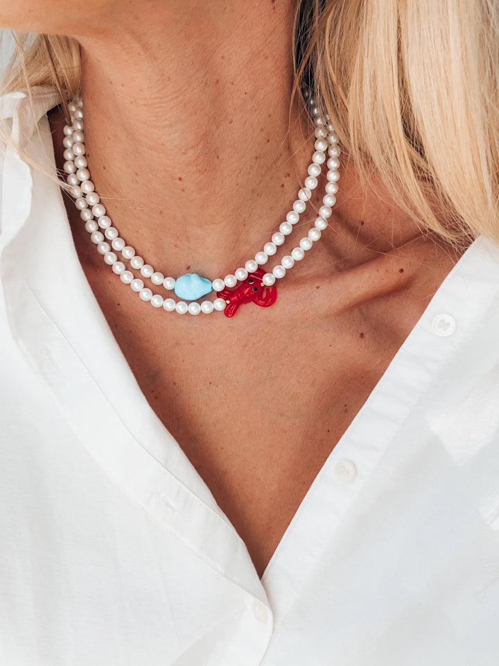 Shell Pearl Choker Necklaces with Lobster